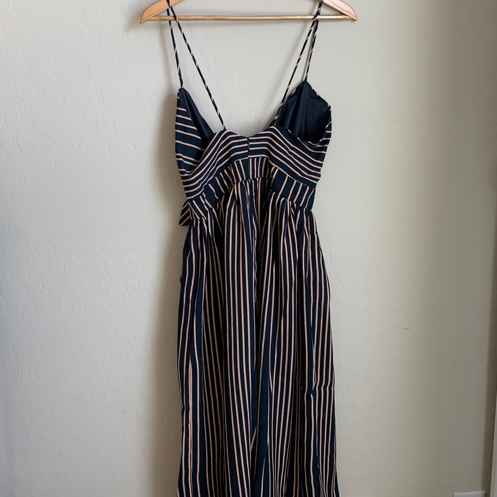 Stripe Bow Midi Dress (NAVY and CREAM) - Picture 6 of 8